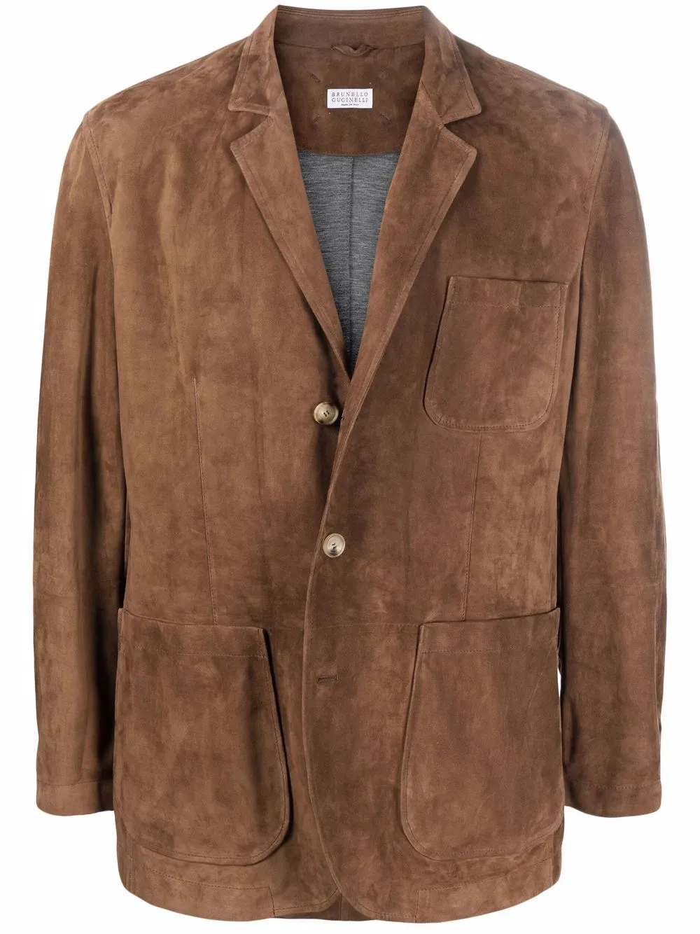 

Кожаный пиджак Brunello Cucinelli, коричневый