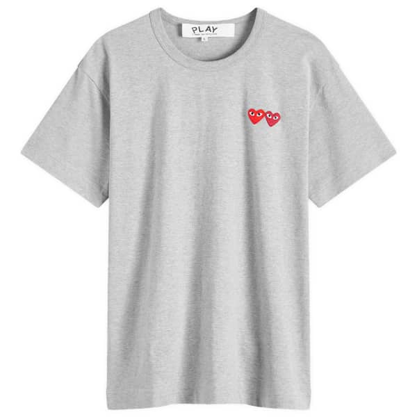 

Футболка с двойным сердцем Comme Des Garçons Play, серый