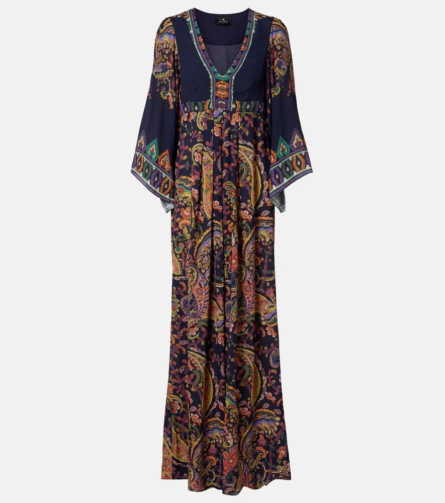Макси-платье с узором пейсли Etro, синий