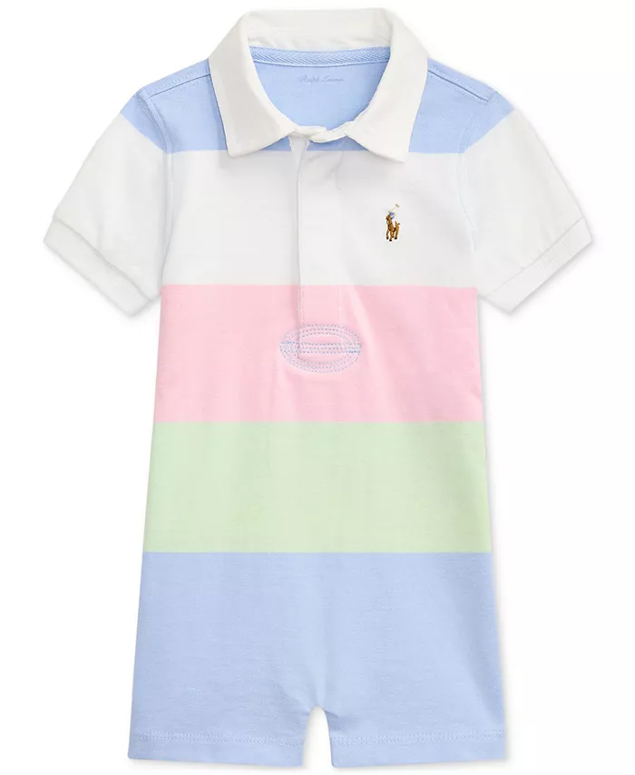 

Детский хлопковый комбинезон Rugby Shortall Polo Ralph Lauren, синий