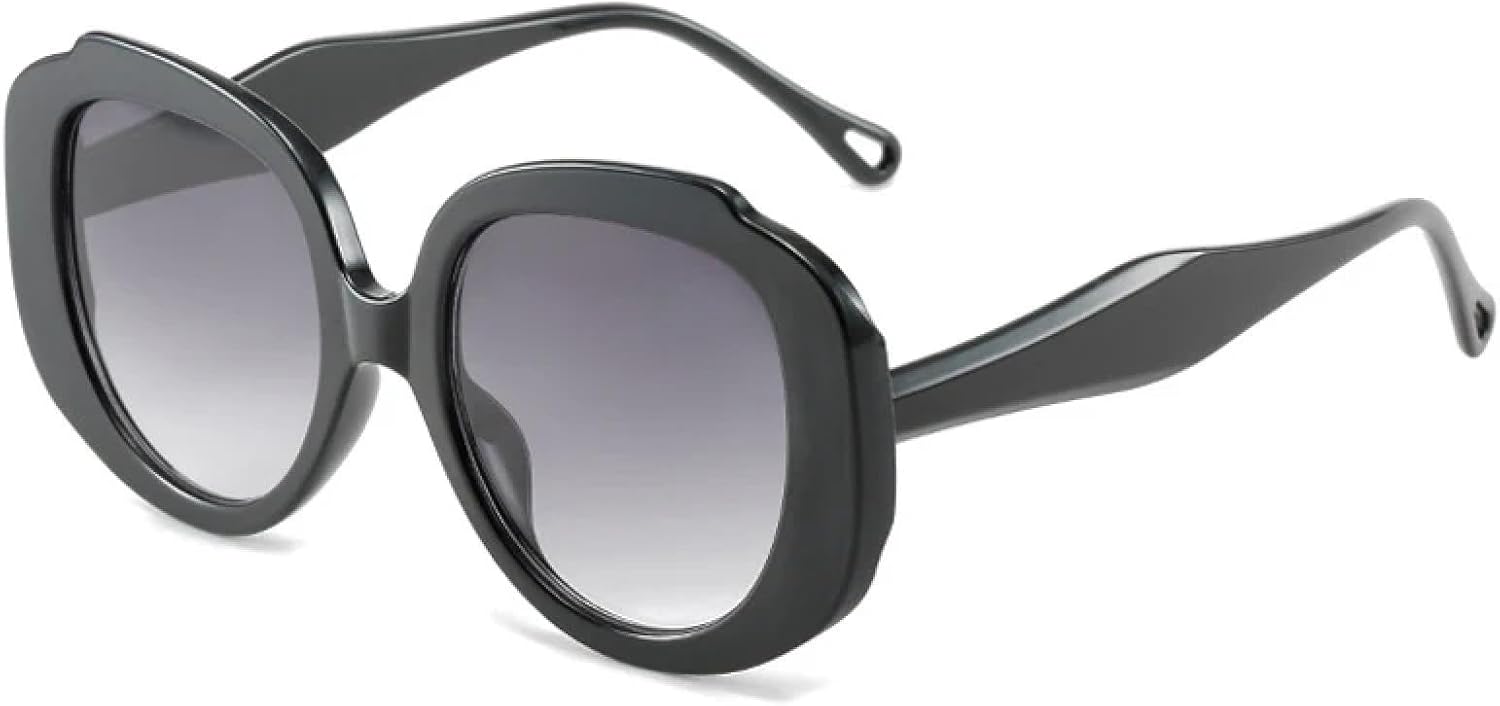 

Классические винтажные солнцезащитные очки в овальной оправе с большой оправой для женщин и мужчин, модные, роскошные, для летних путешествий, с защитой от УФ-излучения UV400 TKKTLLT, Black Gradient Gray