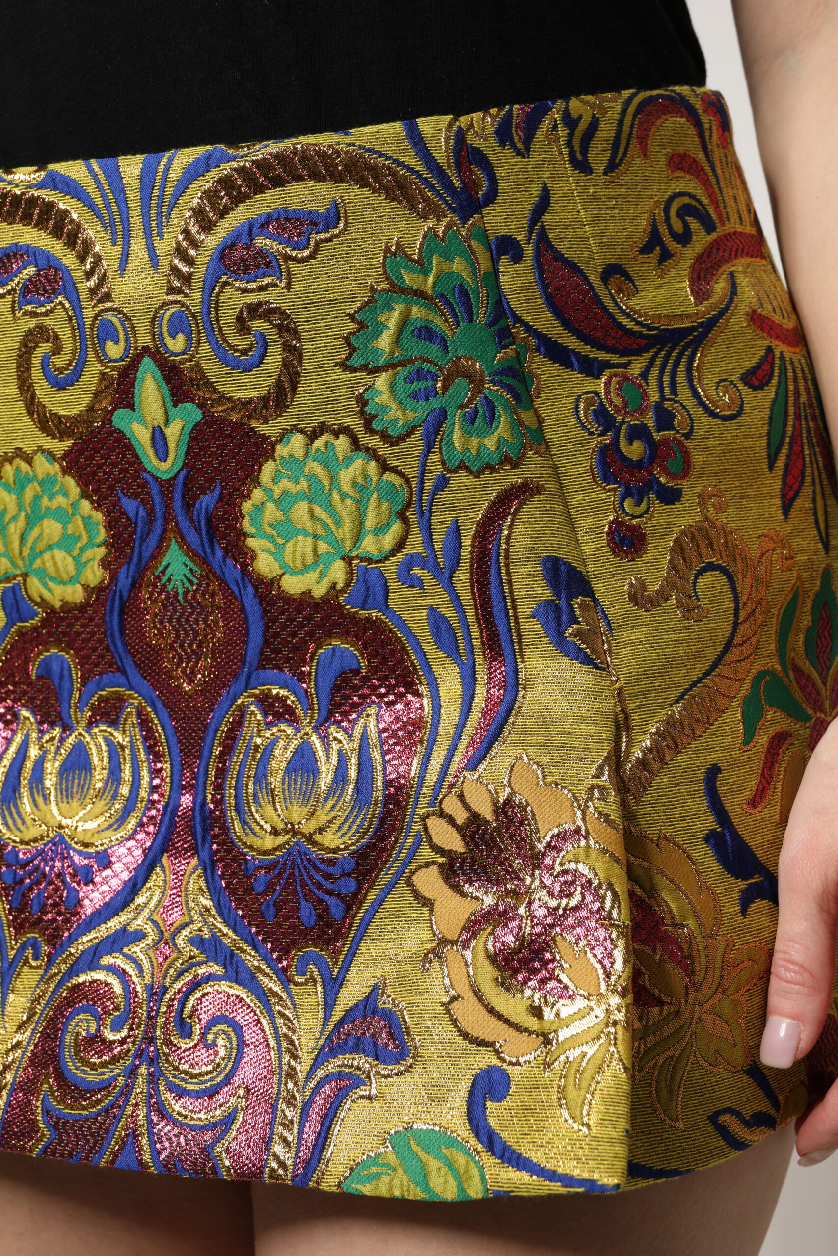 Мини-юбка средней талии с разноцветным цветочным жаккардом Dolce & Gabbana — фото 4