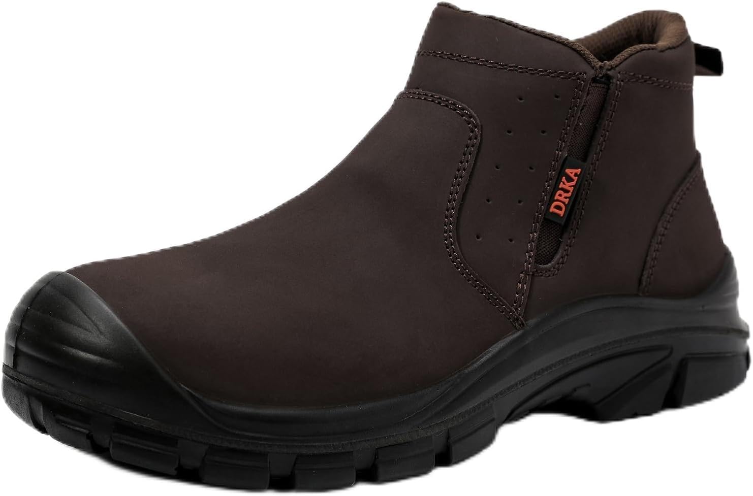 

Мужские ботинки DRKA Slip-On Chelsea с стальным носком - Водонепроницаемые, легкие, удобные и противоскользящие для промышленной и строительной безопасности, Brown2306