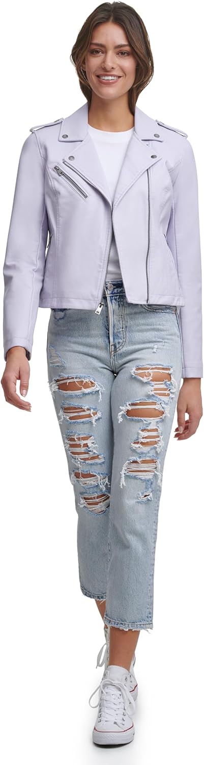 Женская куртка-косуха Levi's классическая кожаная, сиреневый — фото 2