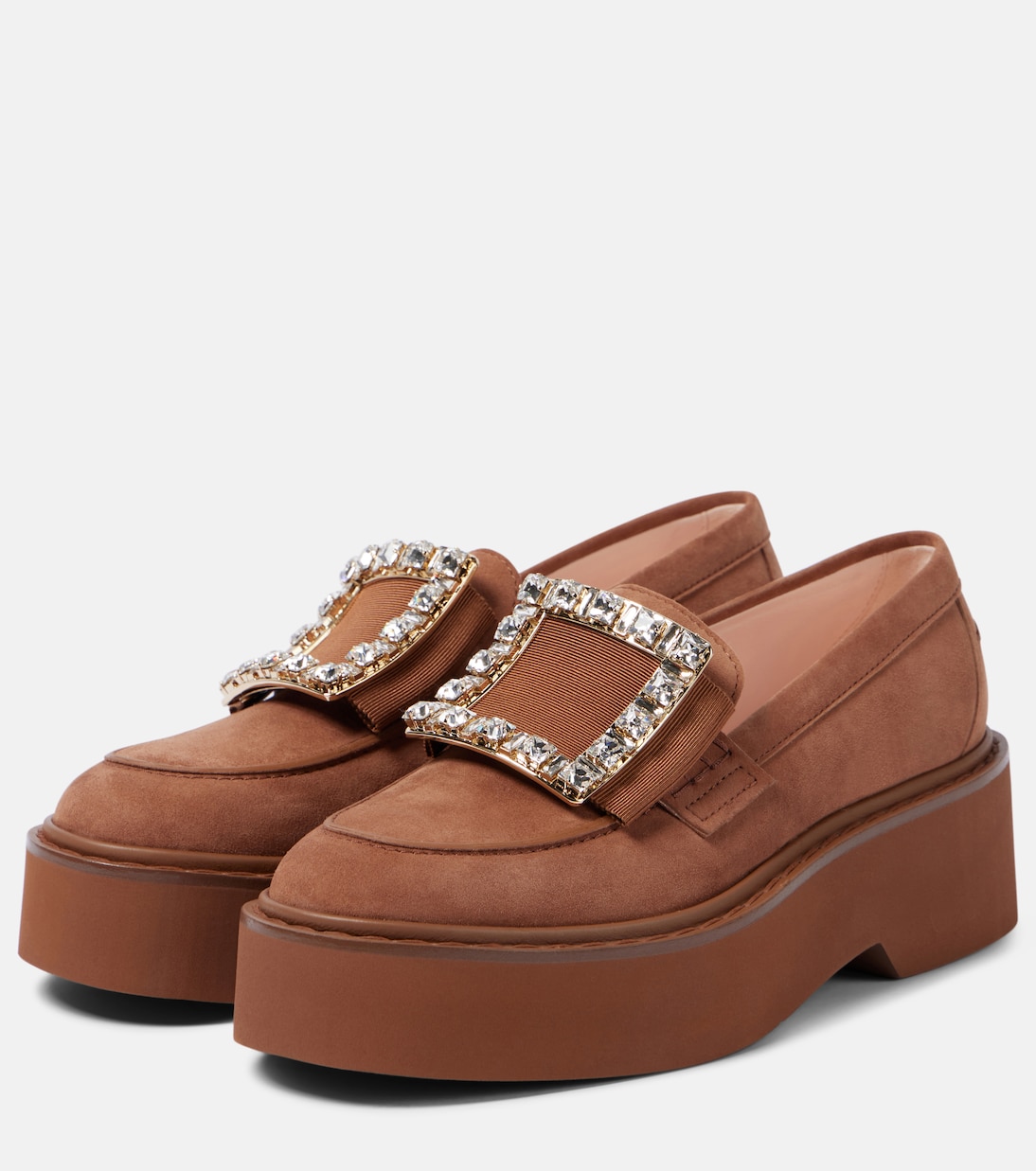 Замшевые лоферы Viv' Rangers на платформе Roger Vivier, Cognac Scuro — фото 4