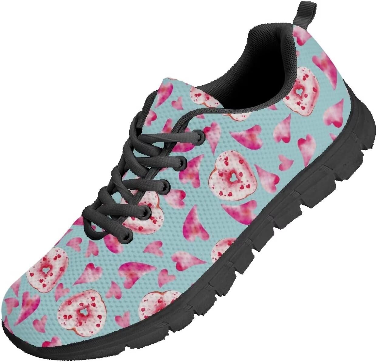 

Кроссовки Coloranimal Road для бега, унисекс, для женщин и мужчин, шнуровка, спортивная обувь, Doughnut Love Heart