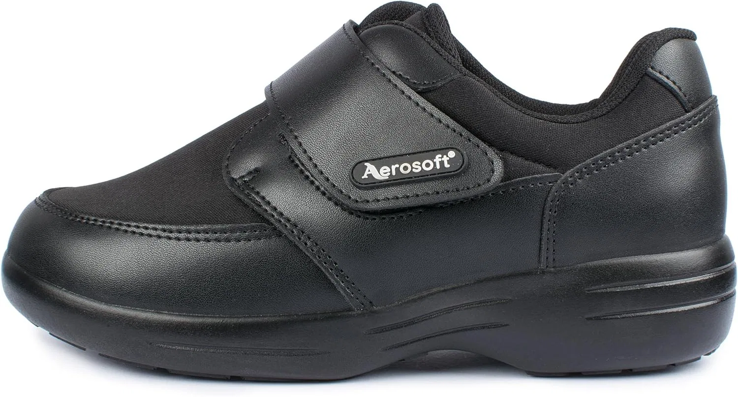 Туфли Aerosoft Velcro Low Shoe Stretch 16 Women Men Wide G-H Non-Slip, Black — фото 2
