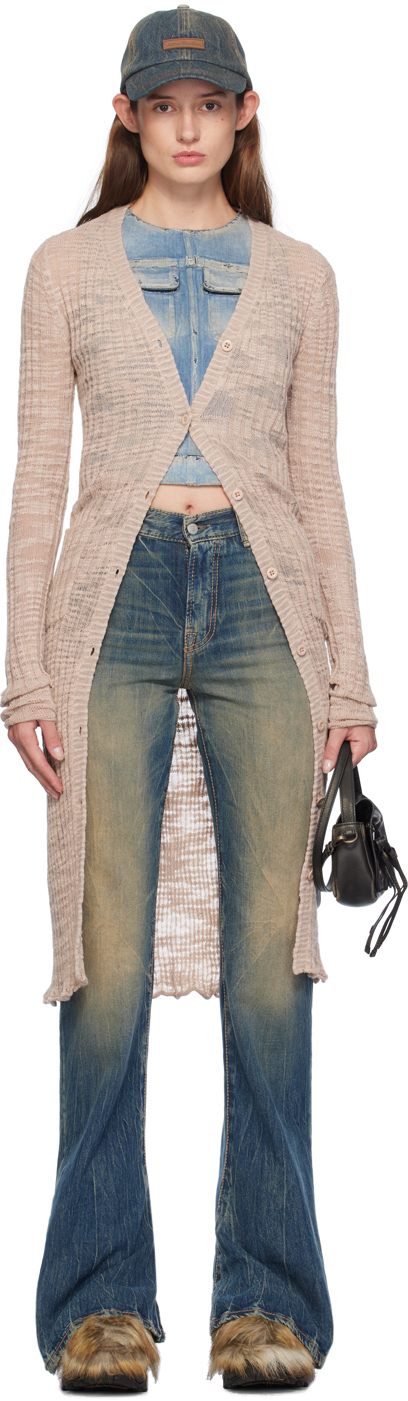 

Розовый кардиган в широкую резинку Acne Studios, Dusty pink