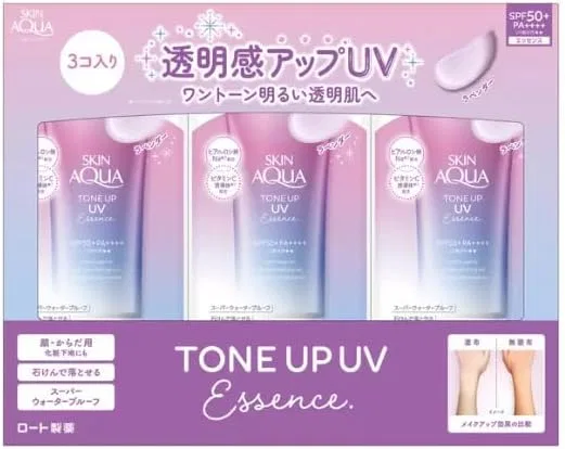 Солнцезащитный крем Skin Aqua UV Essence SPF50+ PA++++, 3 шт. по 80 г, прозрачный Costco