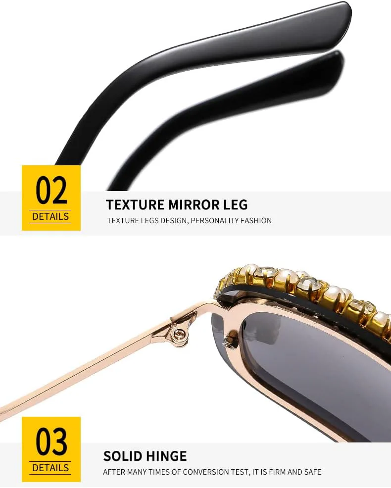 

Роскошные солнцезащитные очки большого размера в стиле Y2k для женщин, без оправы, винтажные серебристые солнцезащитные очки с крупными стразами mincl, Black