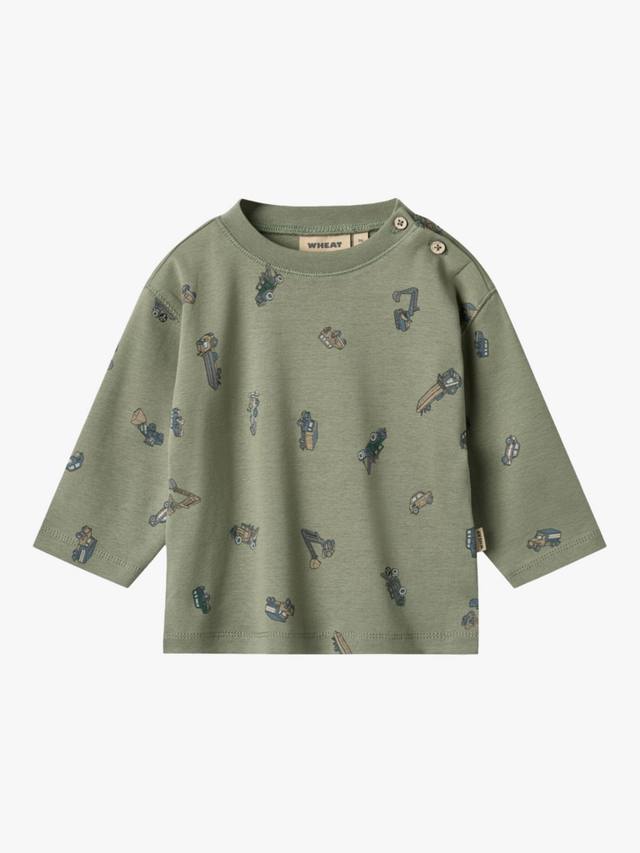 

Детская футболка с длинным рукавом Malthe с принтом автомобилей WHEAT, Dusty Green
