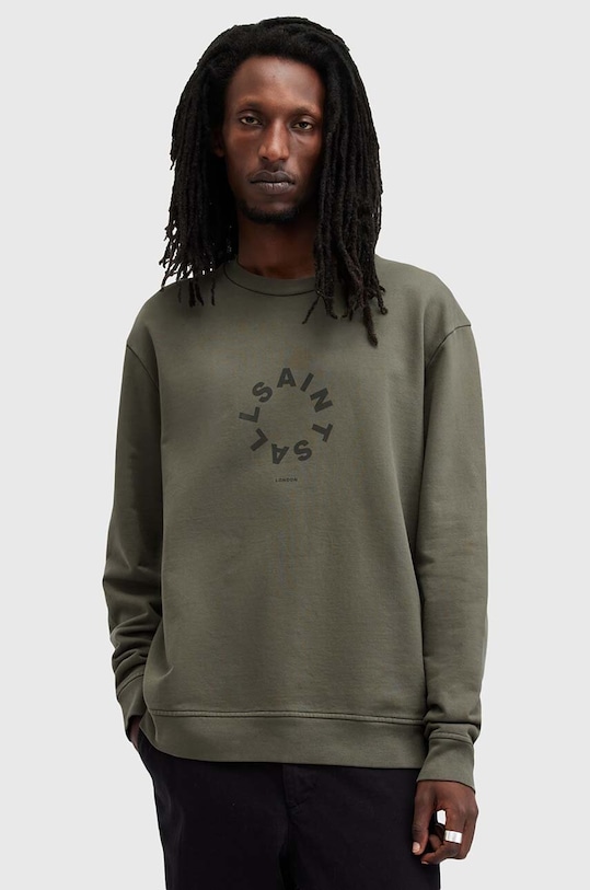 

Хлопковая толстовка TIERRA CREW Allsaints, зеленый