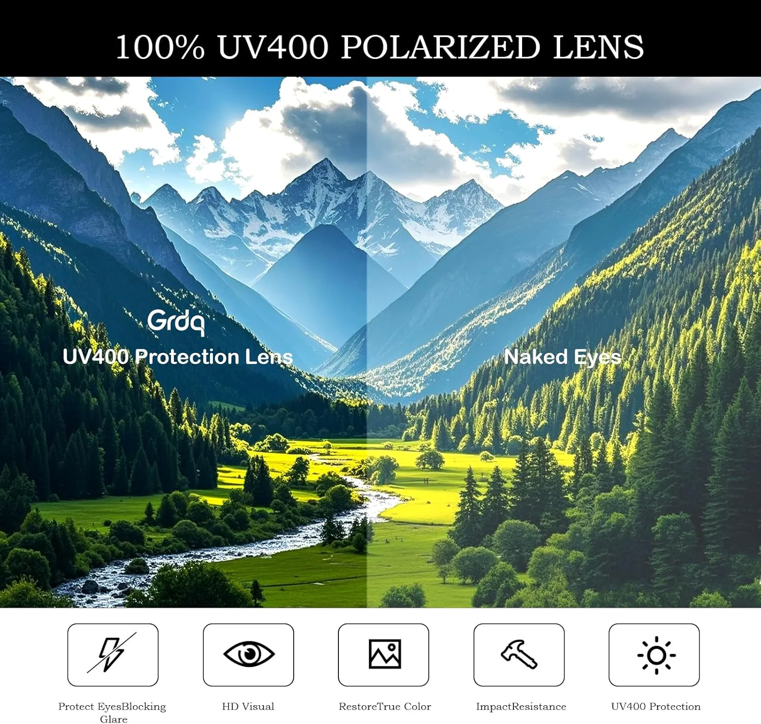 

Поляризованные солнцезащитные очки с защитой UV400, антибликовыми линзами HD, модный дизайн, легкие, титановая оправа, вес 13,3 г GRDQ, 4(black Frame/Yellow Lenses)