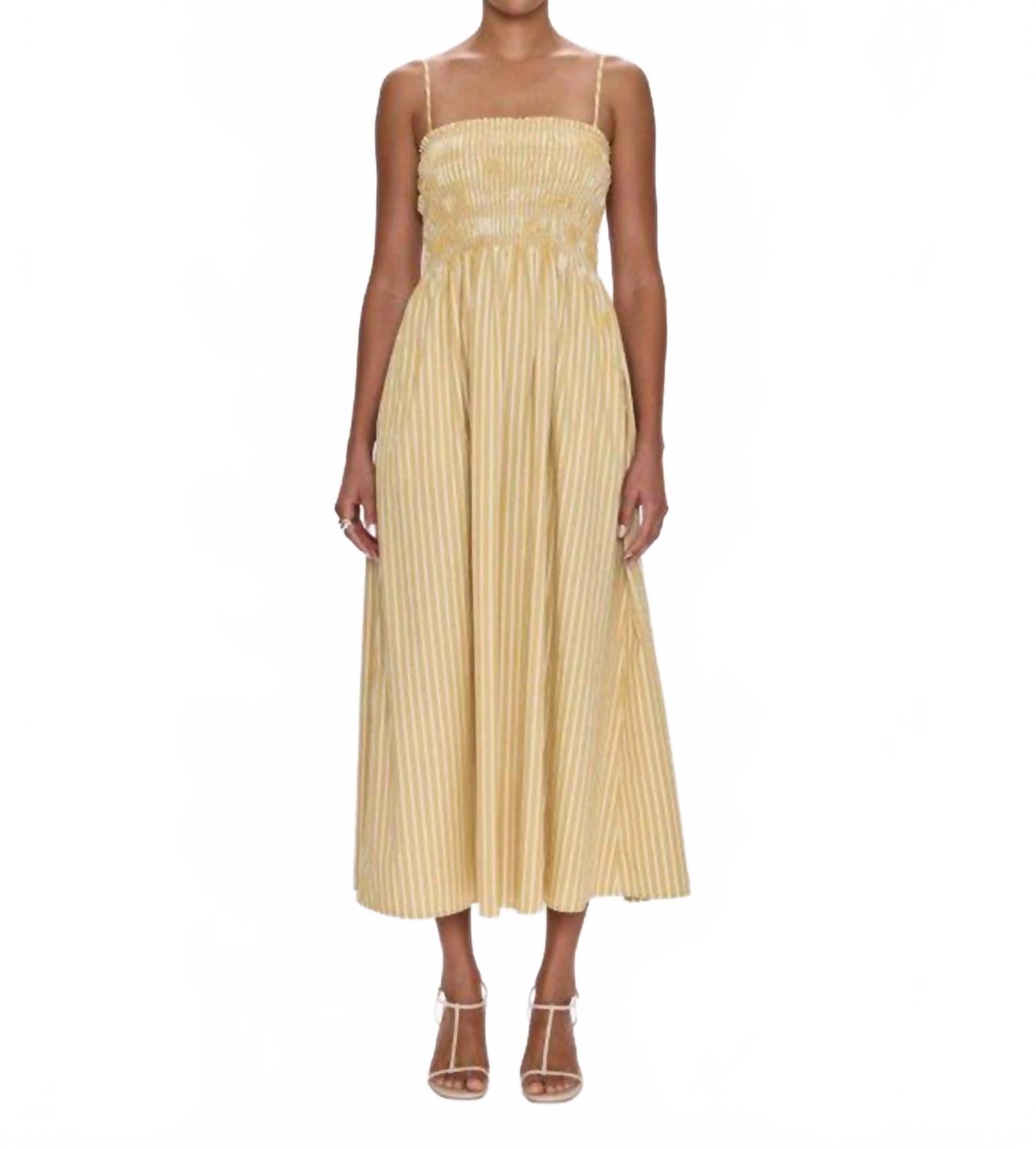 

Бьянка платье с присборенным лифом в пляжную песочную полоску PISTOLA, Beach Sand Stripe