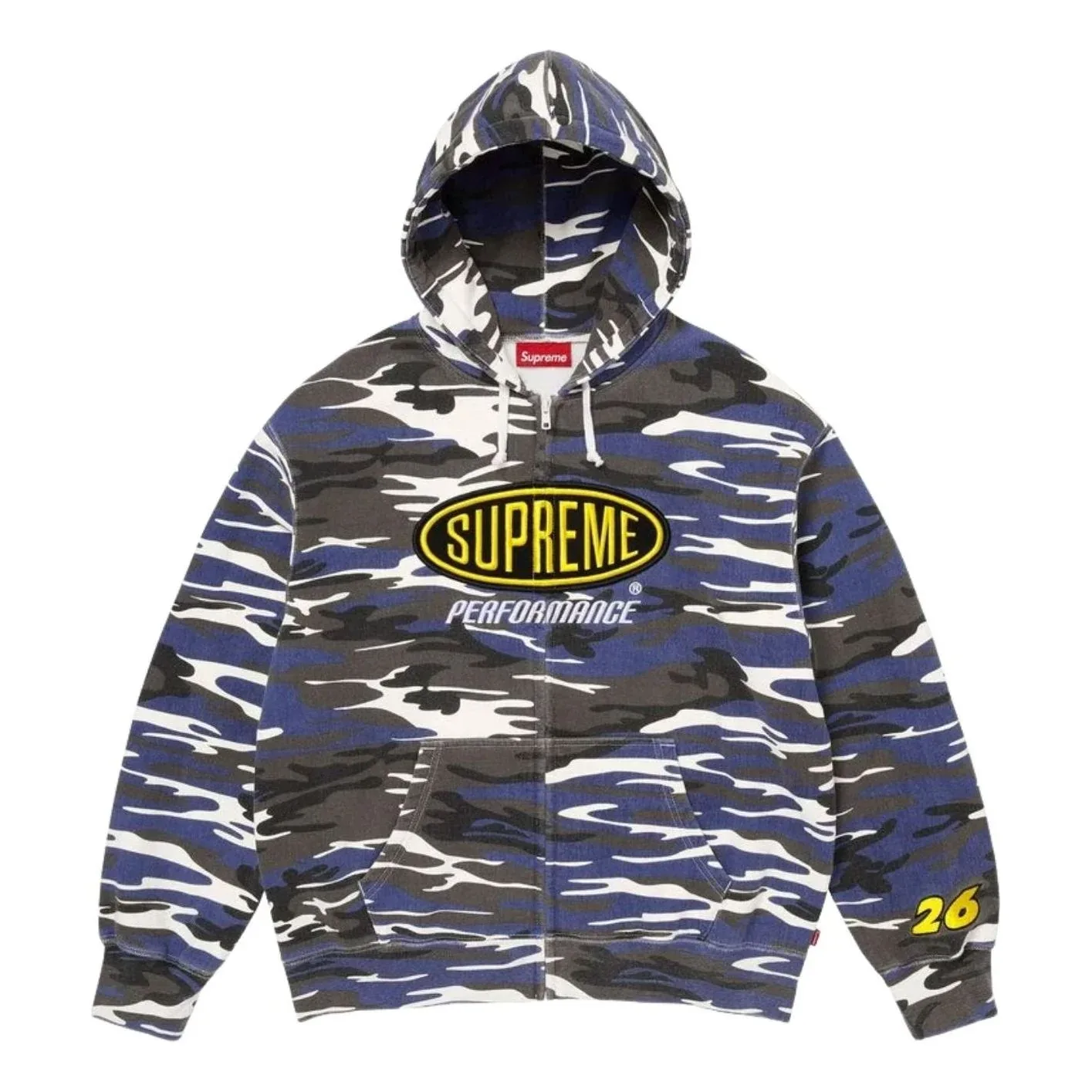 Толстовка Supreme SS26 Performance на молнии с капюшоном, цвет «синий камуфляж»