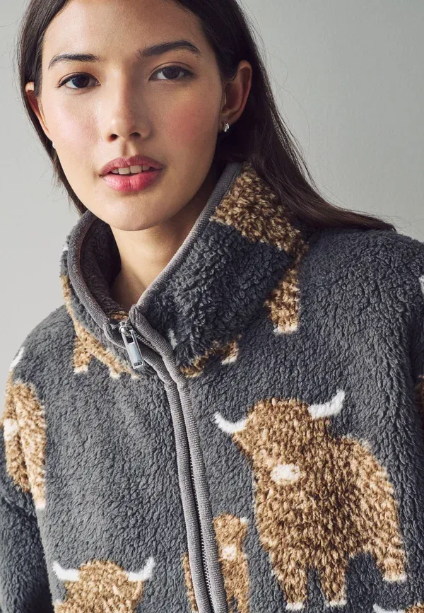 Джемпер флисовый Borg half zip fleece jumper Next, цвет угольно-серый — фото 4