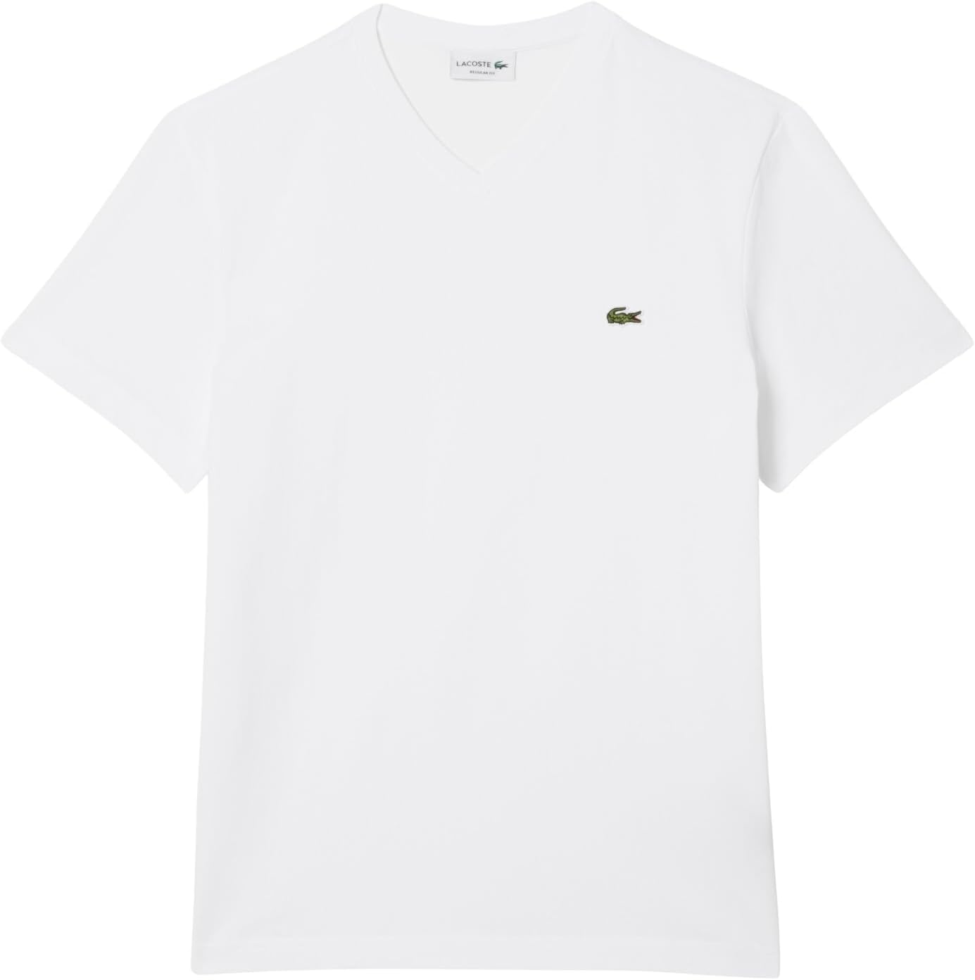 Мужская хлопковая футболка Lacoste с V-образным вырезом, White — фото 4