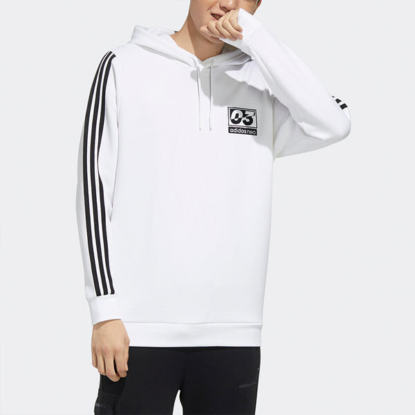 Толстовка adidas neo Sports Pullover hooded Long Sleeves White, белый — фото 3