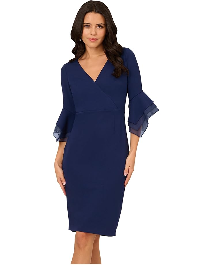 

Платье Adrianna Papell Crepe Combo Midi Dress, цвет Navy Sateen