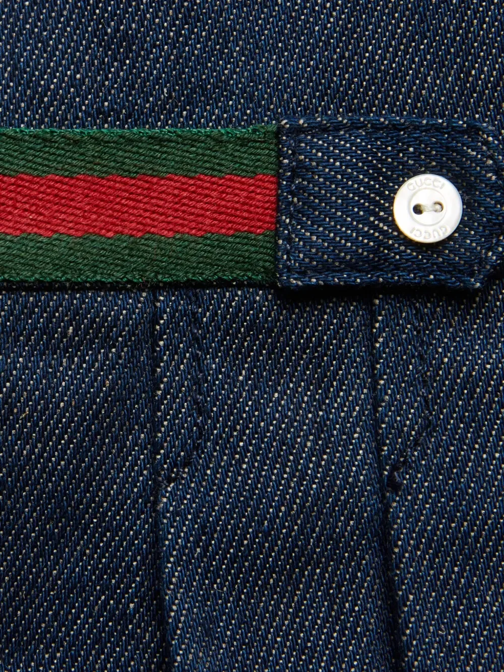Джинсовое платье в полоску Gucci Kids, синий — фото 3