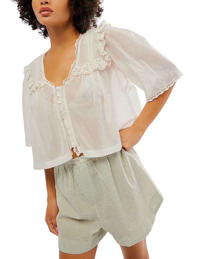 

Топ с кружевной отделкой Luna Free People, белый