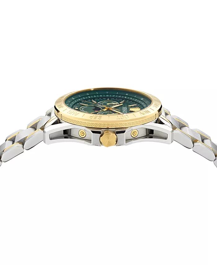 Мужские часы Swiss V-Galaxy Moonphase с двухцветным браслетом из нержавеющей стали, 43 мм Versace — фото 2
