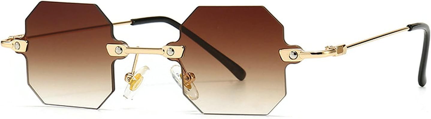 

Модные солнцезащитные очки Polygon Rimless Square Sunglasses для женщин в винтажном стиле с металлическими линзами и прозрачными линзами цвета океана, а также мужские солнцезащитные очки UV400 синего и розового цвета COTIA, Tea