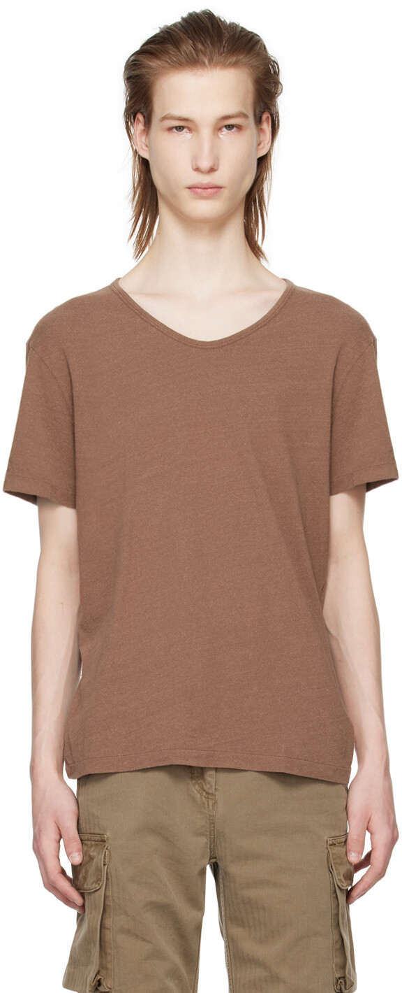 

Коричневая стираная футболка Our Legacy, цвет Fudge/Cotton/Silk