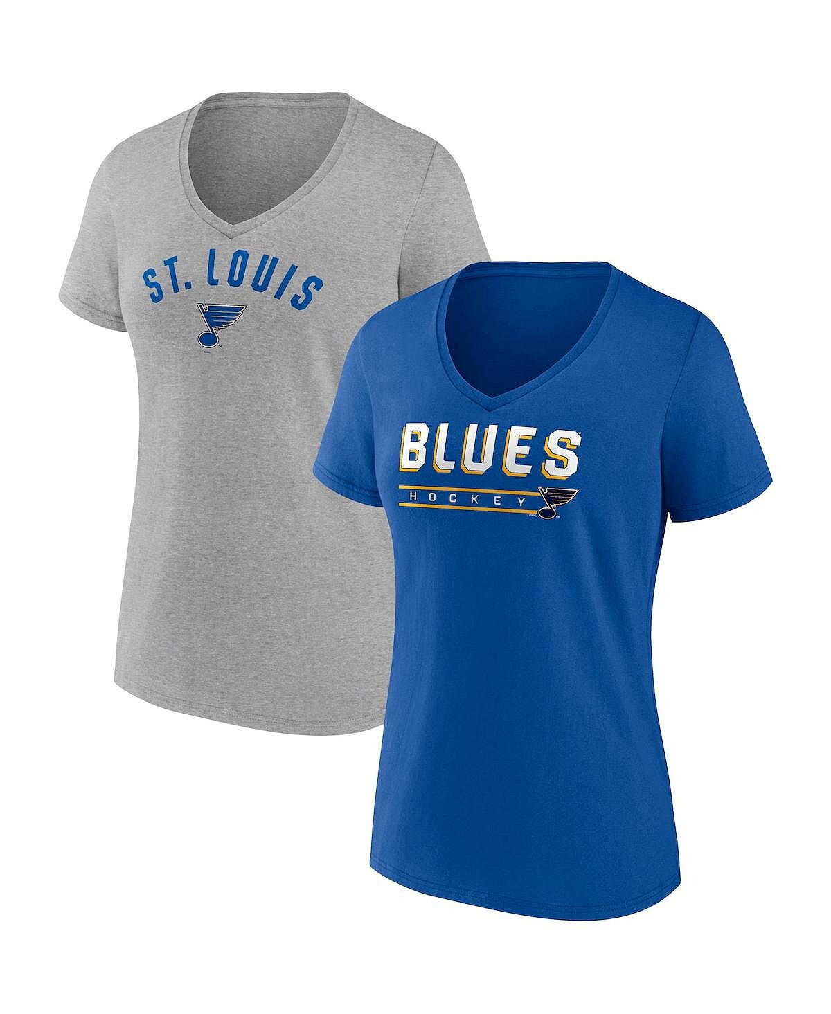 

Женский комплект из 2 футболок с v-образным вырезом для родителей St. Louis Blues Blues и Grey Heather Grey Fanatics