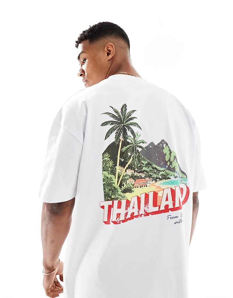 

Футболка свободного кроя ASOS DESIGN с изображением Таиланда белого цвета