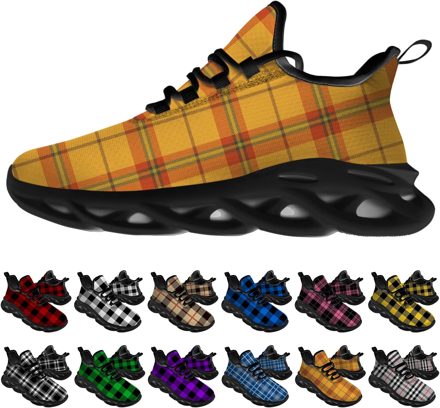 

Кроссовки Ciadoon Plaid для мужчин и женщин, обувь для бега по дороге, спортивная обувь для ходьбы, тенниса, кроссовки для занятий спортом, подарки для мальчиков и девочек, оранжевый