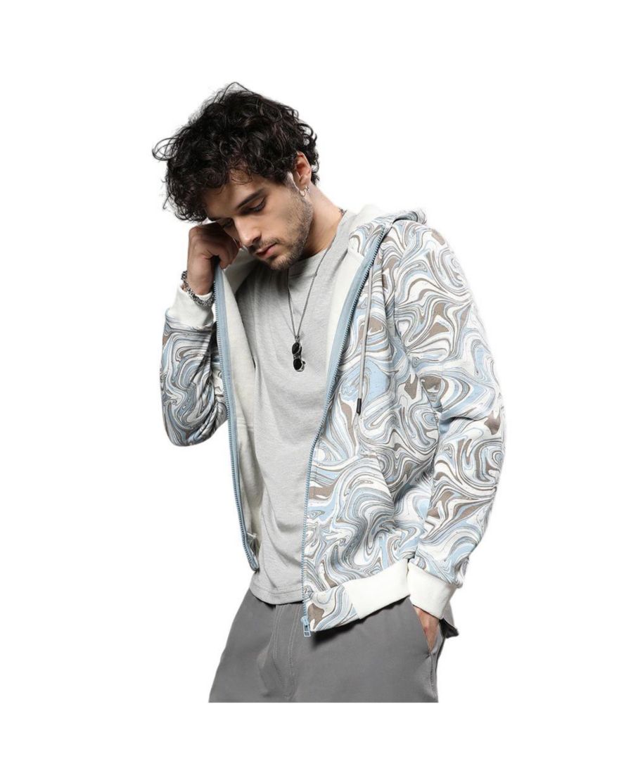 

Мужская толстовка с капюшоном на молнии, контрастная, ледяного синего и оливково-зеленого цвета Campus Sutra, Grey