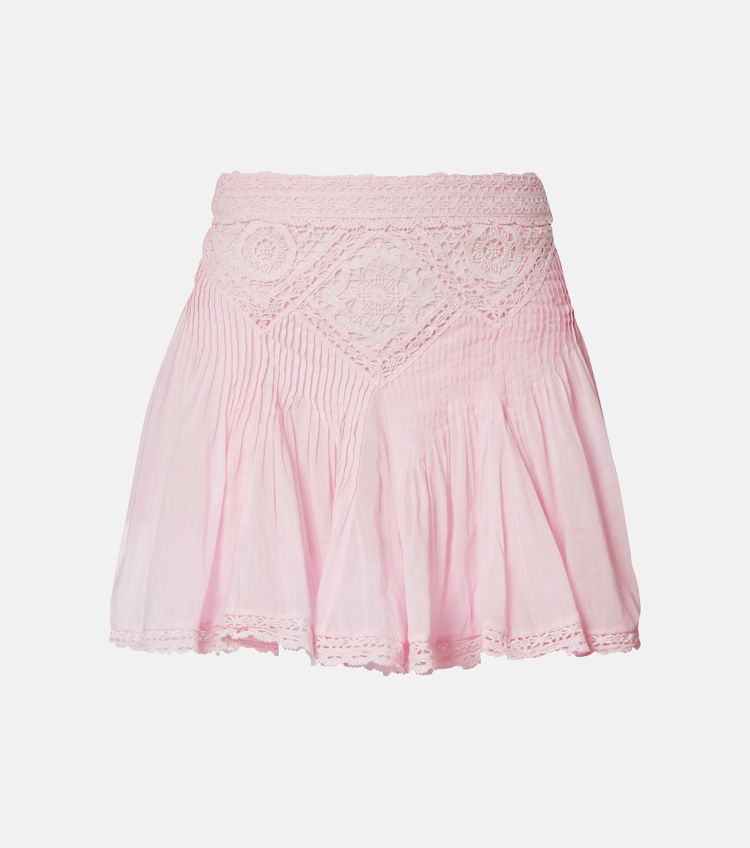 

Хлопковая мини-юбка с кружевной отделкой Marant Etoile, Light Pink