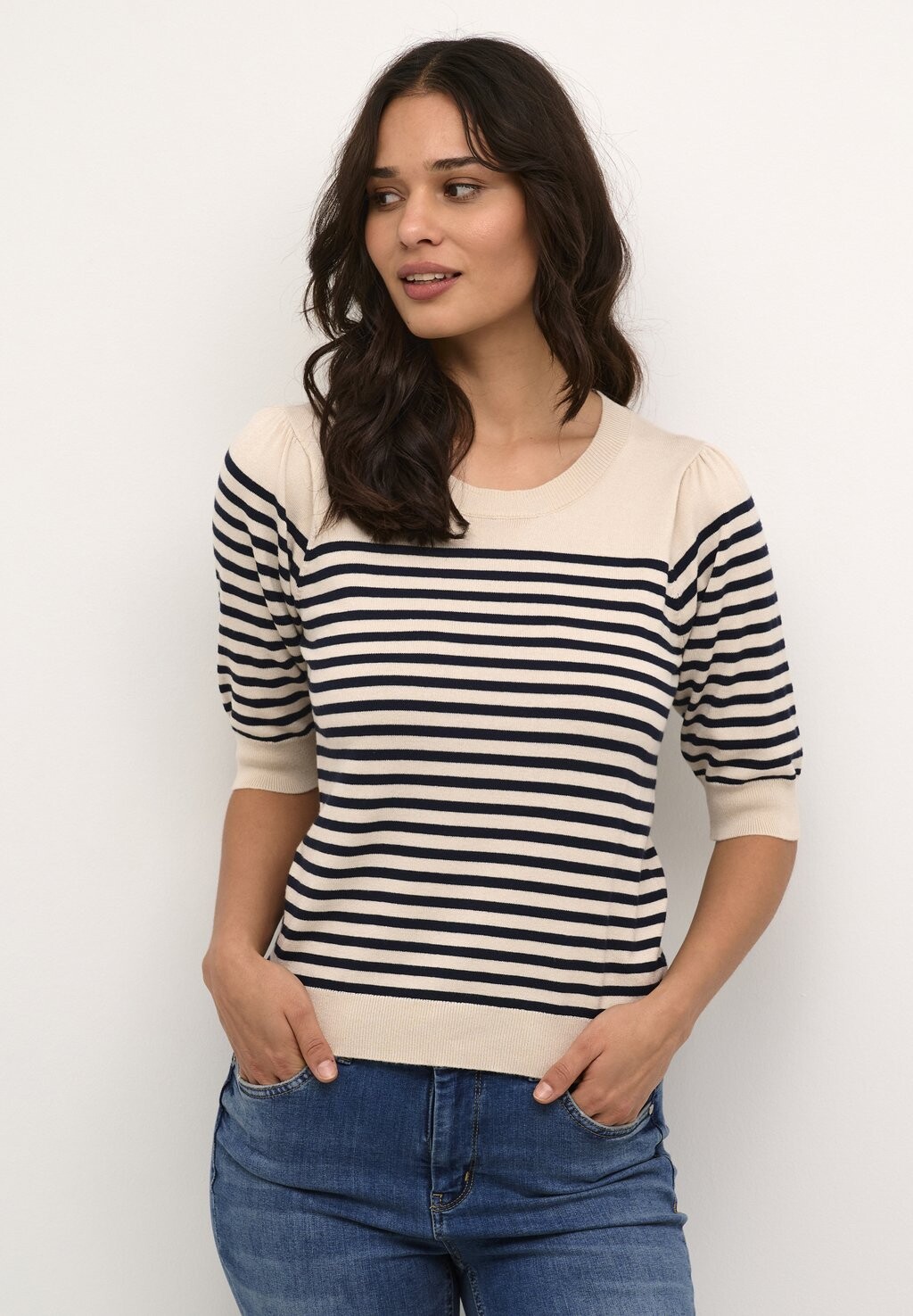 

Футболка базовая CUANNEMARIE SS ONECK Culture, цвет whitecap blue stripe