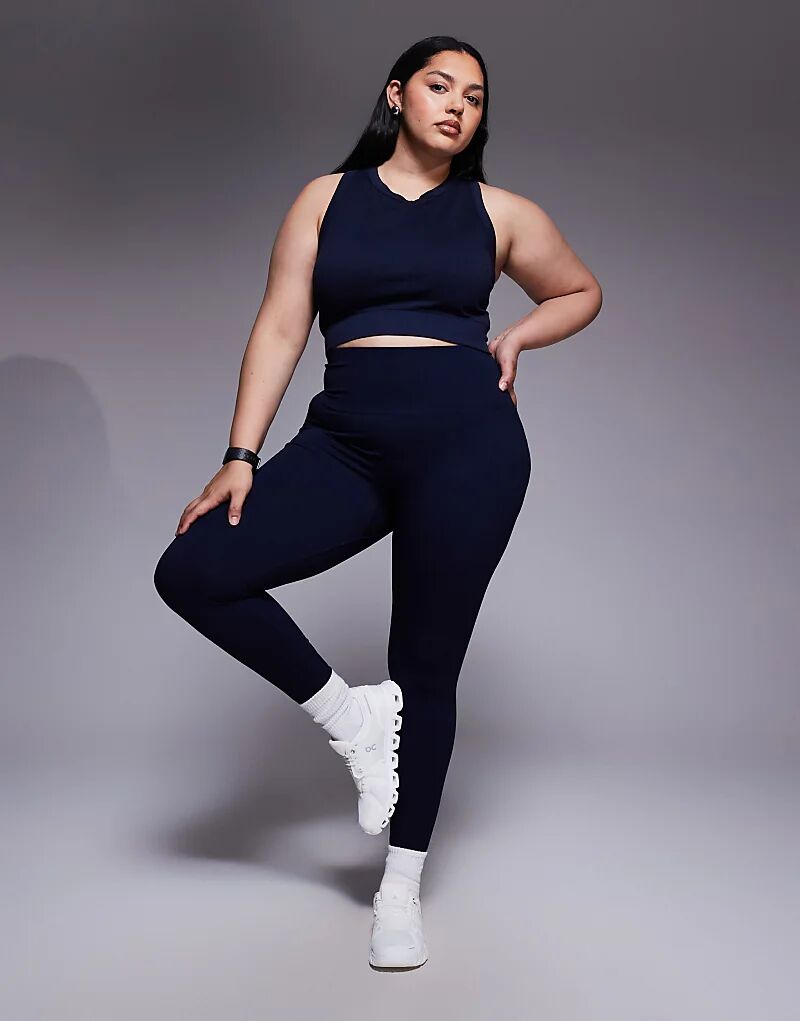 

4507 Curve Active спортивный бюстгальтер с двойной поддержкой, бесшовный, темно-синий