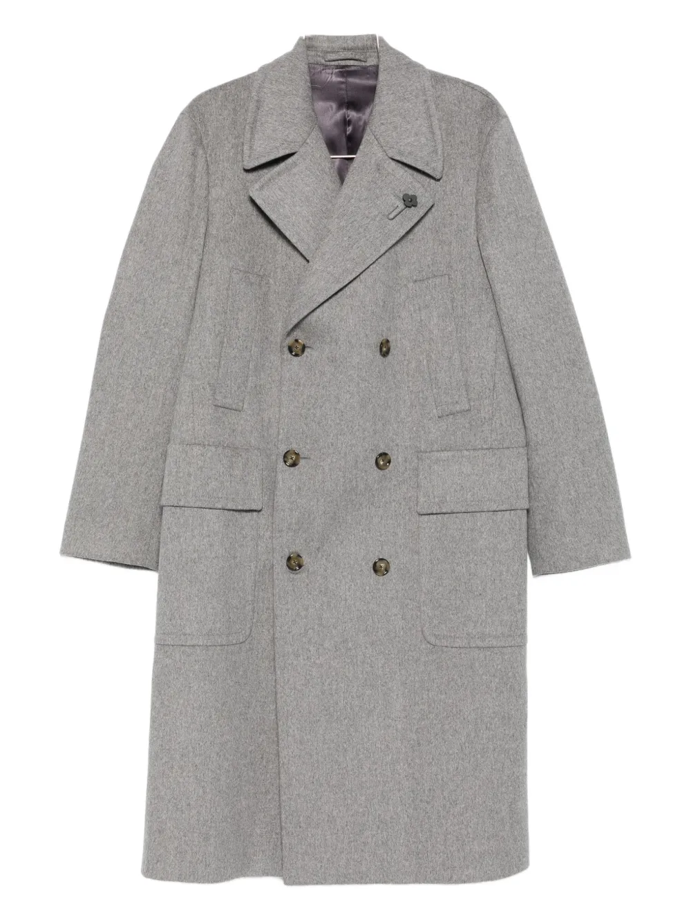 

Двубортное шерстяное пальто Lardini, серый