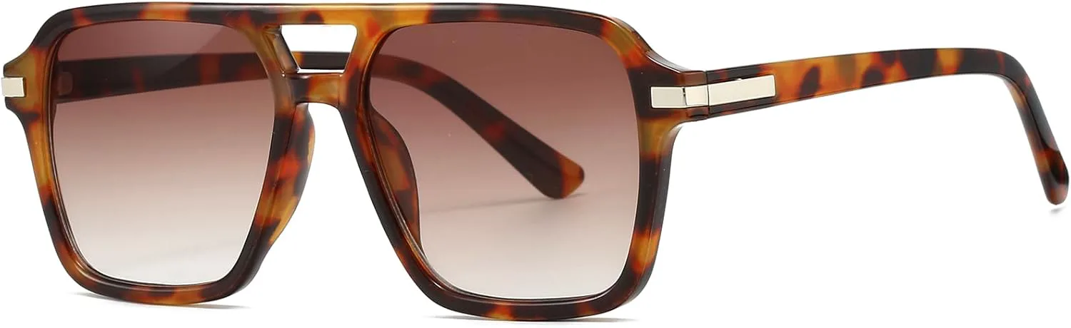 

Солнцезащитные очки-авиаторы AIEYEZO квадратной формы для женщин и мужчин, модные ретро-очки квадратной формы, классические очки-авиаторы, Tortoise/Brown Gradient