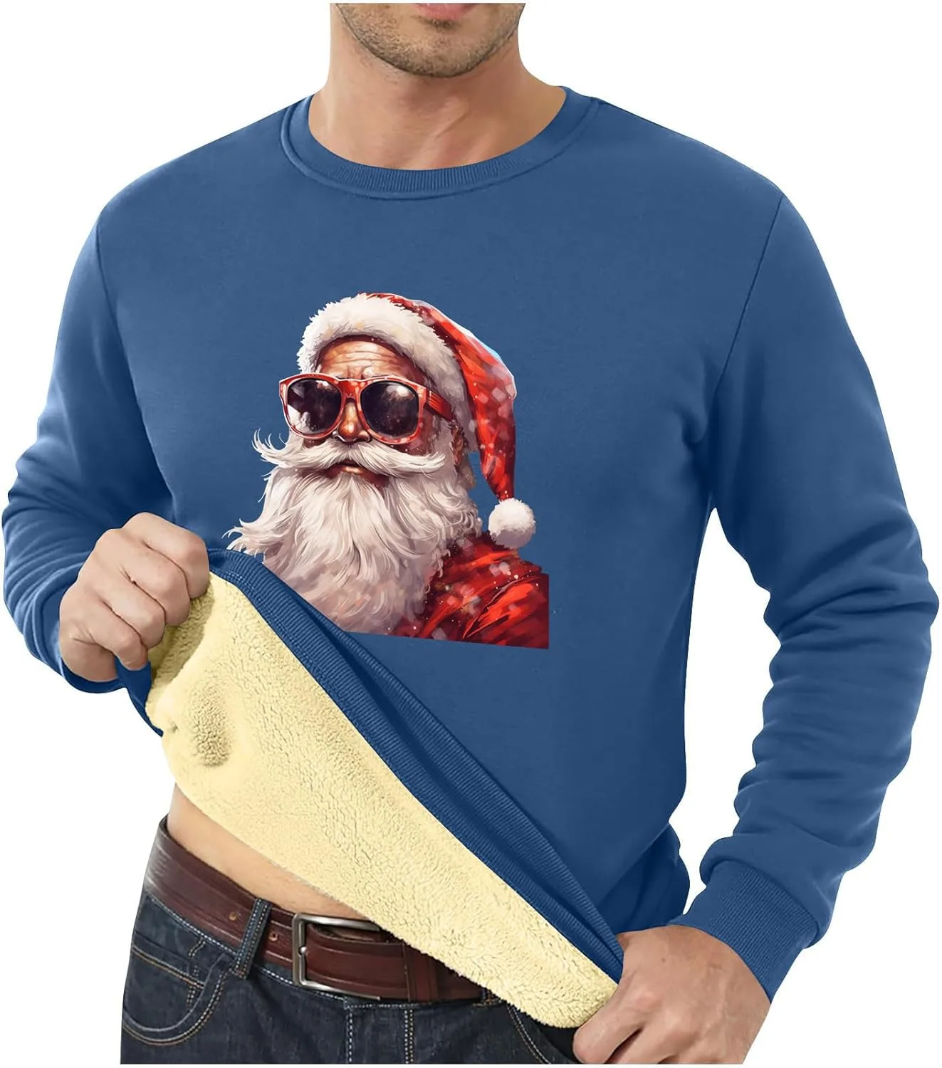 

Рождественский флисовый свитшот FQZWONG для мужчин, оверсайз с длинным рукавом