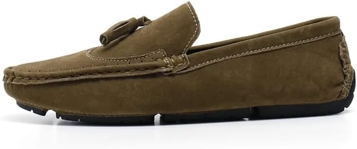 Лоферы замшевые мужские с кисточкой, Khaki PUGHGAETZF