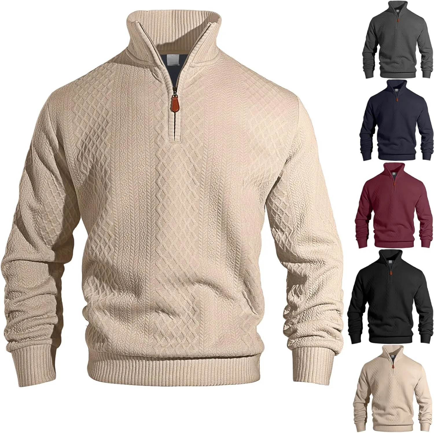 

Мужской свитер с полузастежкой молнией, вязаный, винтажный XYLAWAVE