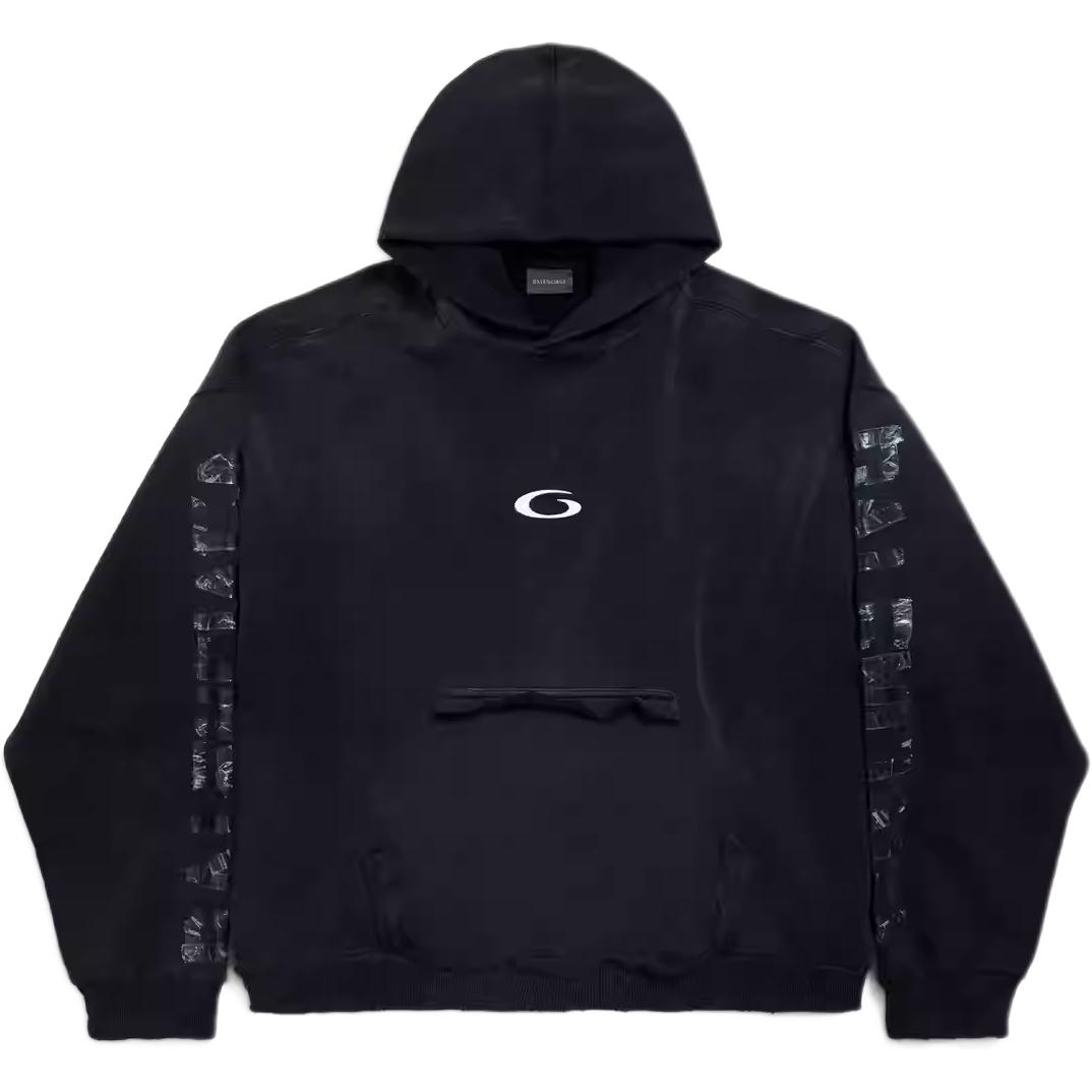 

Худи с логотипом в стиле рваной ленты Balenciaga, черный