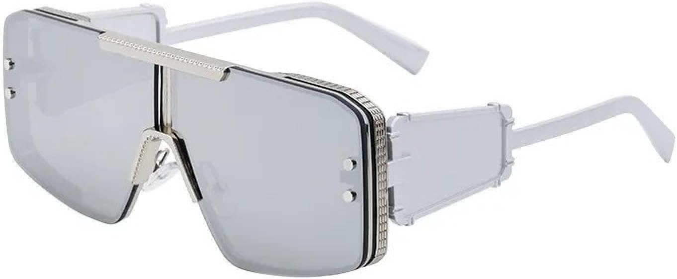 

Роскошные солнцезащитные очки большого размера в крупной оправе для женщин и мужчин, винтажные, популярные, в стиле металл-панк, с плоской верхней частью, защита от УФ-излучения UV400 TYUVIVO, Silver Silver