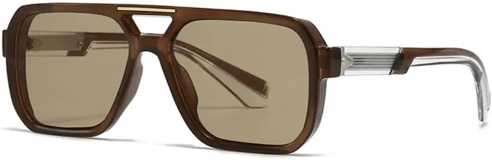 

Ретро-солнцезащитные очки с двойной перемычкой, квадратной формы, женские, стильные, люксовые, желейного цвета, мужские, повседневные, UV400 TVTBBVV, Coffee