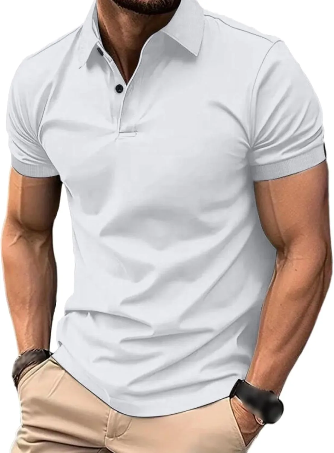 

Maiyifu-GJ мужская поло с коротким рукавом, Slim Fit, V-образный вырез