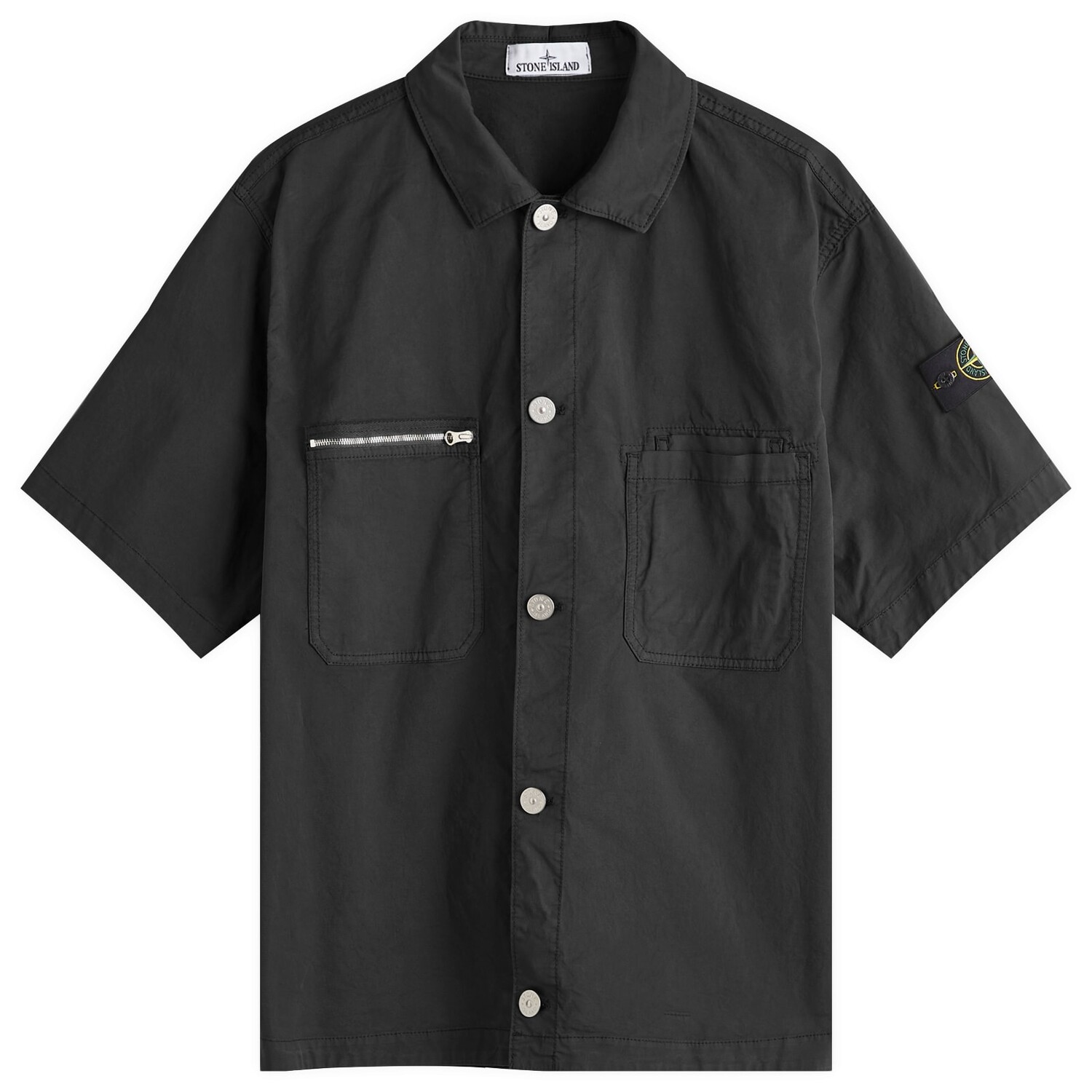 

Рубашка с коротким рукавом Stone Island Stretch-Tc Garment Dyed Short Sleeve Overshirt, черный