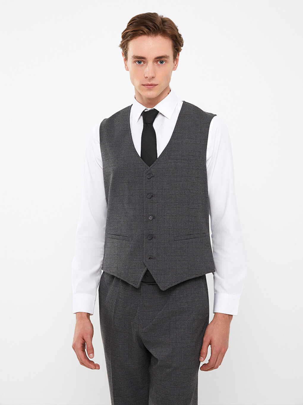 

Классический мужской жилет Slim Fit LCWAIKIKI Classic, антрацитовый плед