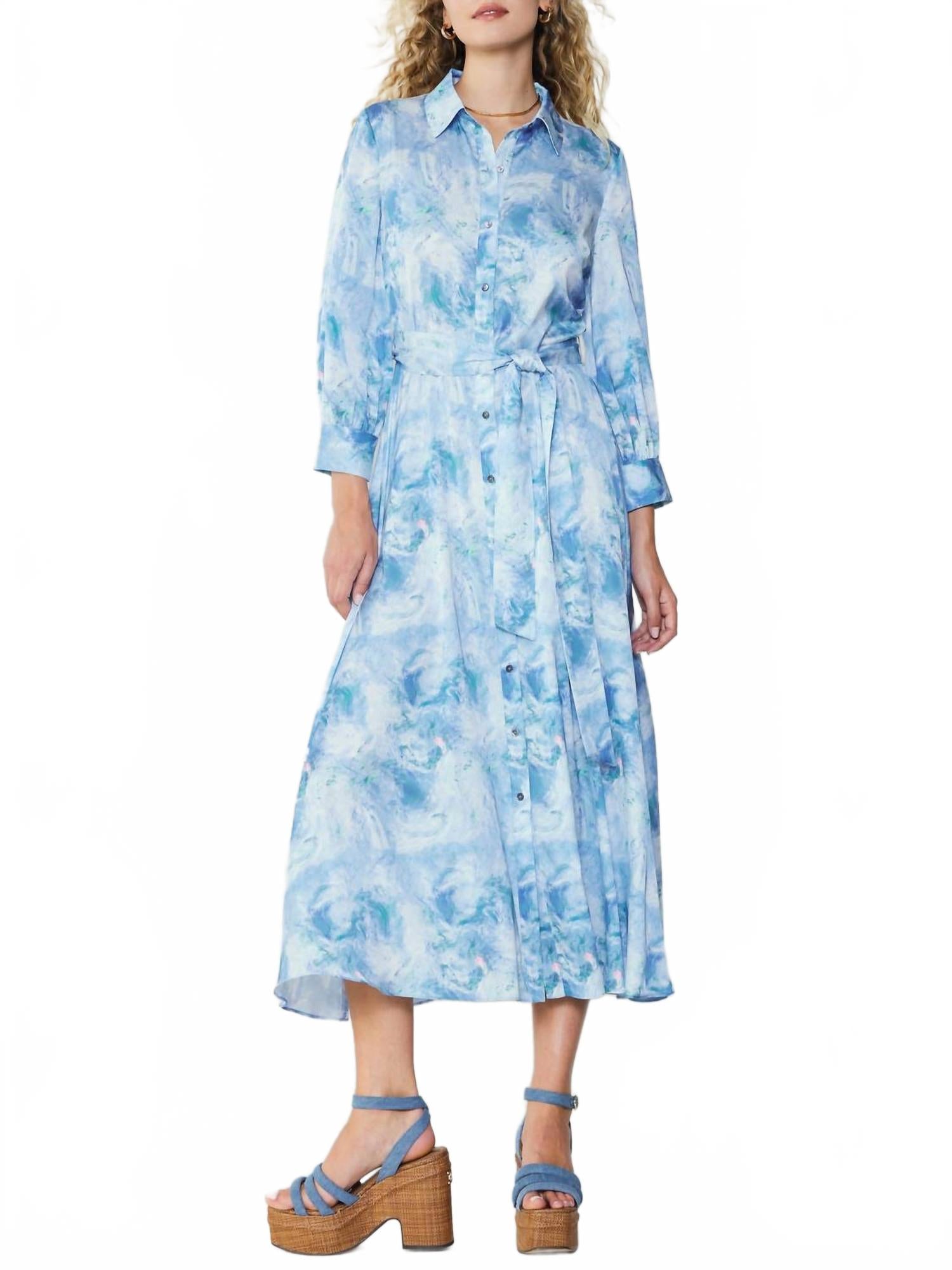 

Летнее платье Лили с синим абстрактным принтом Current air