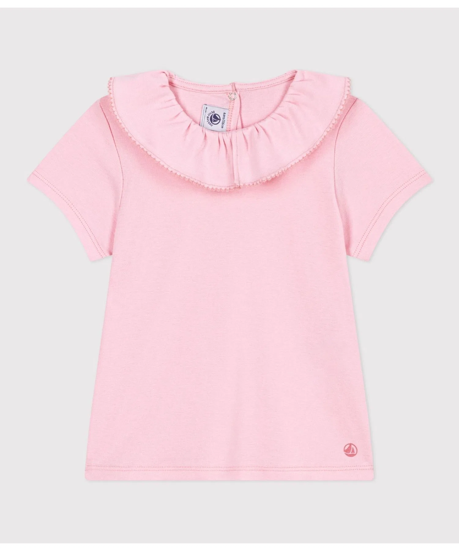 Детская футболка с фриль воротником PETIT BATEAU розовая
