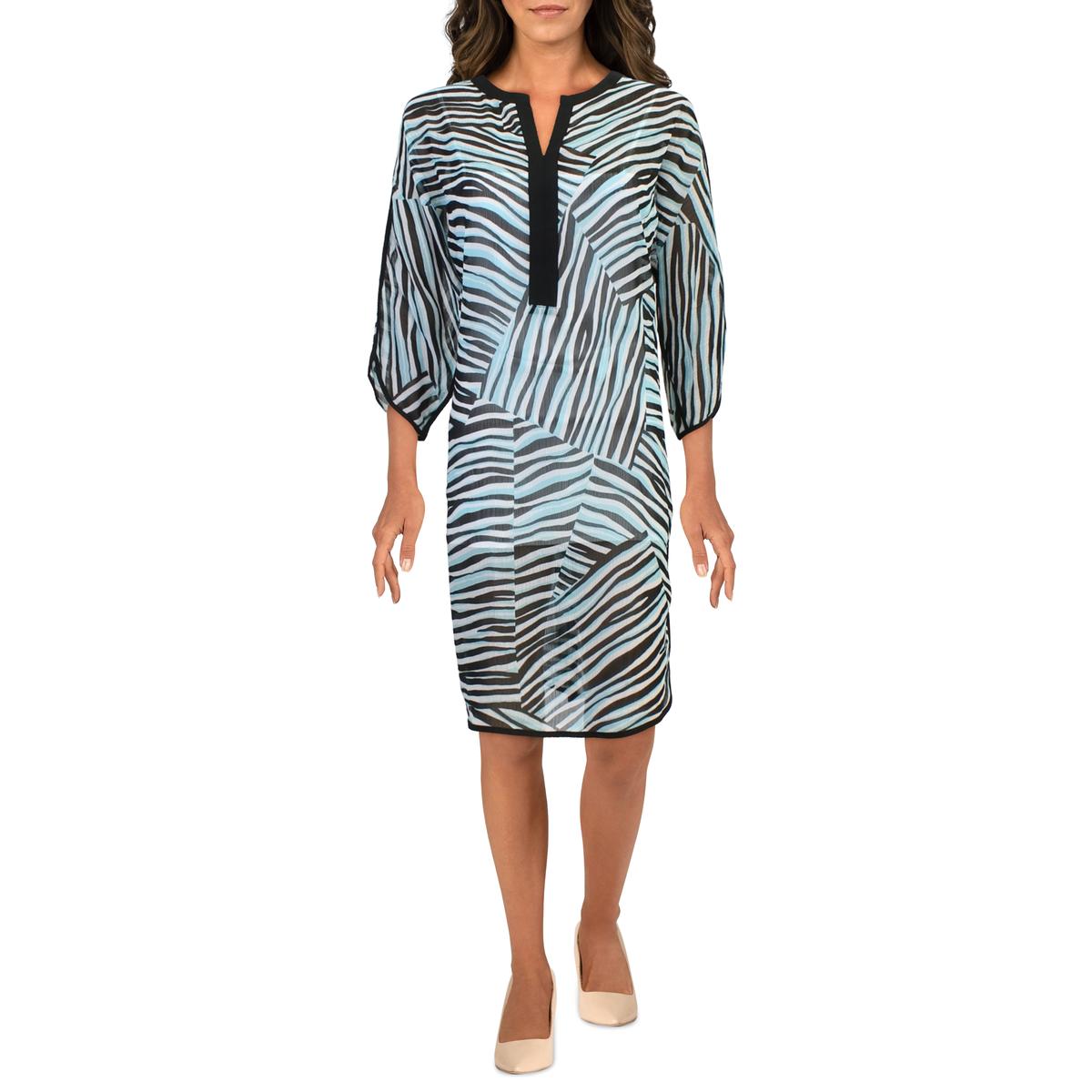 

Платье миди длиной до колена с разрезом на шее для женщин в Карибском стиле DKNY, синий