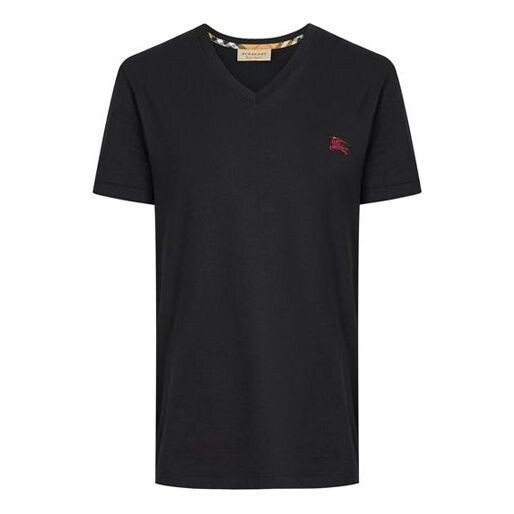 

Футболка men's v neck cozy solid color short sleeve black Burberry, черный